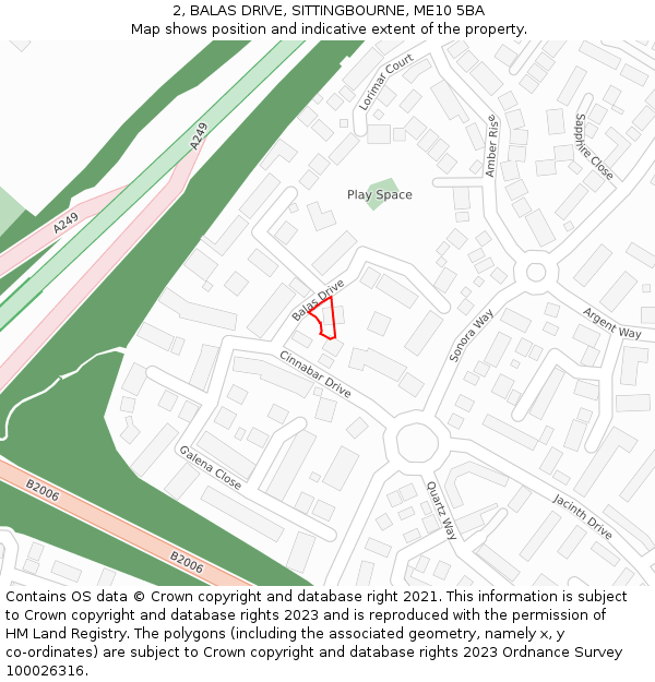 2, BALAS DRIVE, SITTINGBOURNE, ME10 5BA: Location map and indicative extent of plot