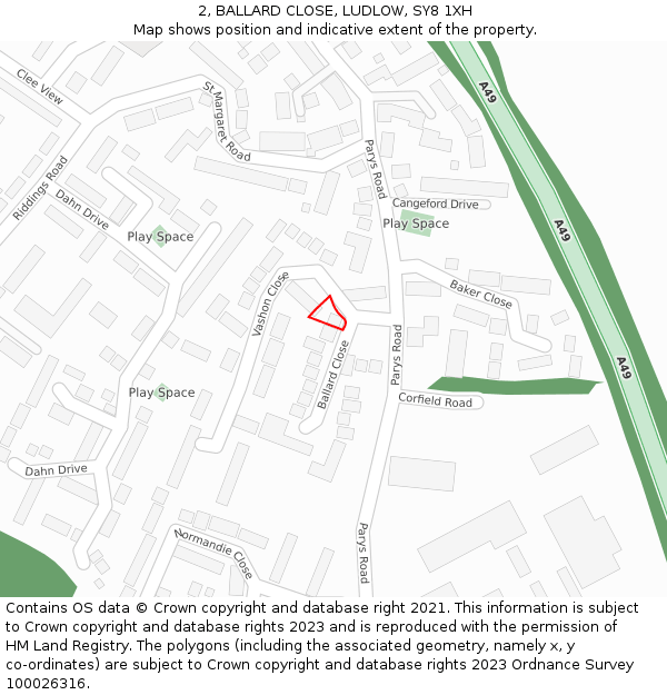 2, BALLARD CLOSE, LUDLOW, SY8 1XH: Location map and indicative extent of plot