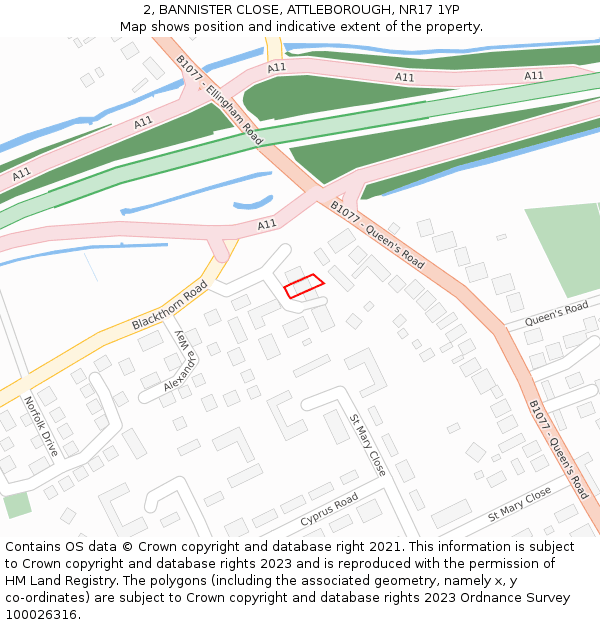 2, BANNISTER CLOSE, ATTLEBOROUGH, NR17 1YP: Location map and indicative extent of plot