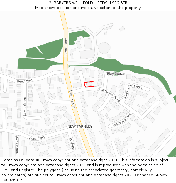 2, BARKERS WELL FOLD, LEEDS, LS12 5TR: Location map and indicative extent of plot