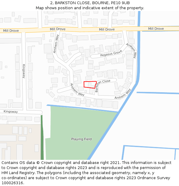 2, BARKSTON CLOSE, BOURNE, PE10 9UB: Location map and indicative extent of plot