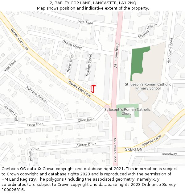 2, BARLEY COP LANE, LANCASTER, LA1 2NQ: Location map and indicative extent of plot