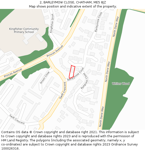 2, BARLEYMOW CLOSE, CHATHAM, ME5 8JZ: Location map and indicative extent of plot