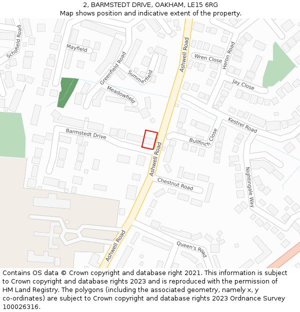 2, BARMSTEDT DRIVE, OAKHAM, LE15 6RG: Location map and indicative extent of plot