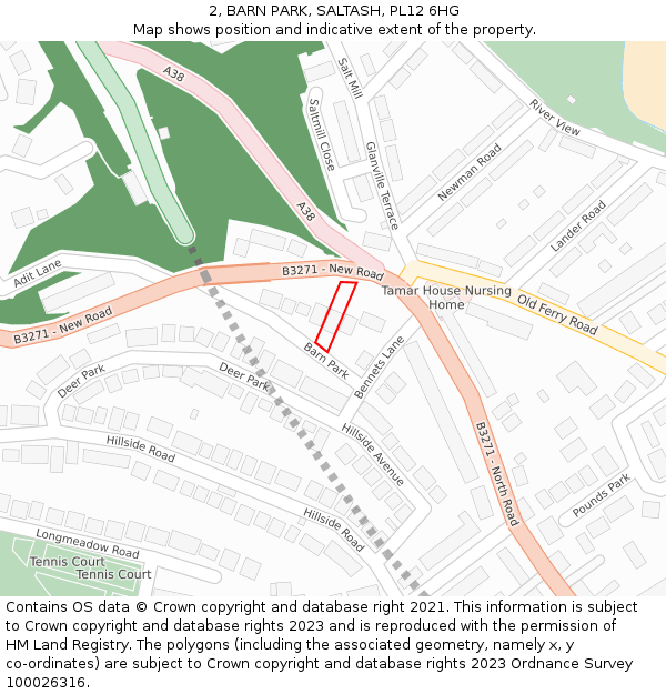 2, BARN PARK, SALTASH, PL12 6HG: Location map and indicative extent of plot