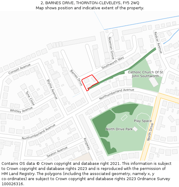 2, BARNES DRIVE, THORNTON-CLEVELEYS, FY5 2WQ: Location map and indicative extent of plot
