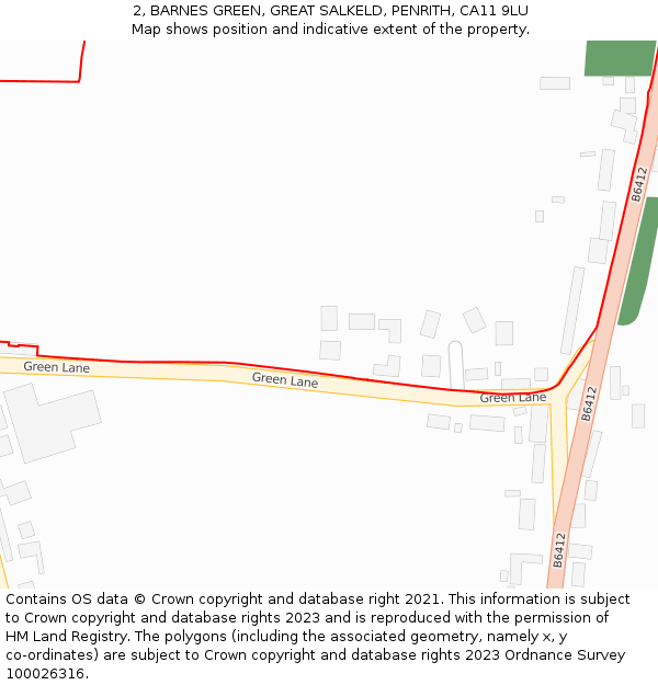 2, BARNES GREEN, GREAT SALKELD, PENRITH, CA11 9LU: Location map and indicative extent of plot