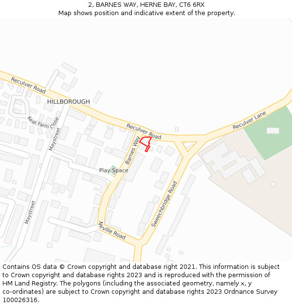 2, BARNES WAY, HERNE BAY, CT6 6RX: Location map and indicative extent of plot