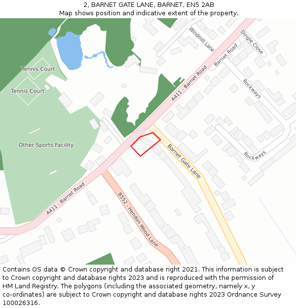 2, BARNET GATE LANE, BARNET, EN5 2AB: Location map and indicative extent of plot