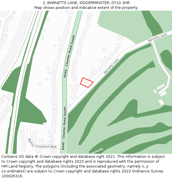 2, BARNETTS LANE, KIDDERMINSTER, DY10 3HR: Location map and indicative extent of plot