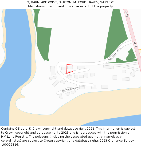 2, BARNLAKE POINT, BURTON, MILFORD HAVEN, SA73 1PF: Location map and indicative extent of plot