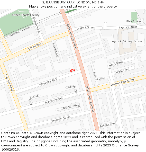 2, BARNSBURY PARK, LONDON, N1 1HH: Location map and indicative extent of plot