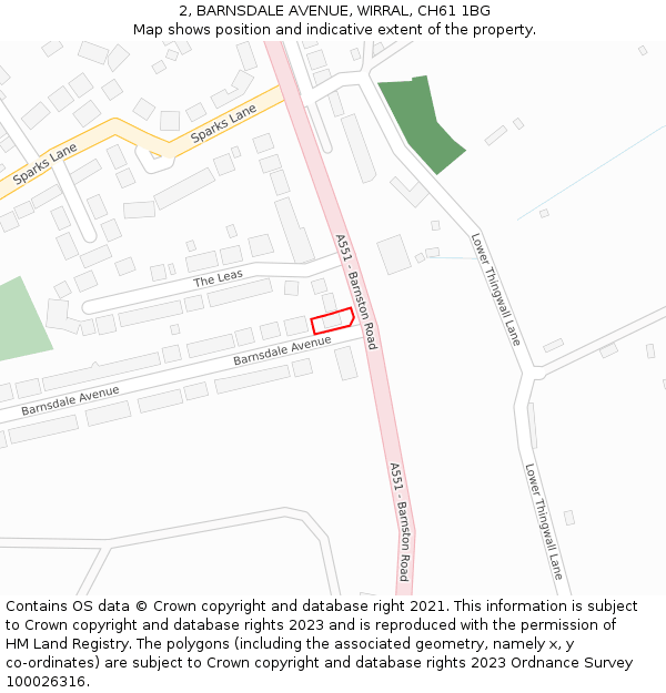 2, BARNSDALE AVENUE, WIRRAL, CH61 1BG: Location map and indicative extent of plot