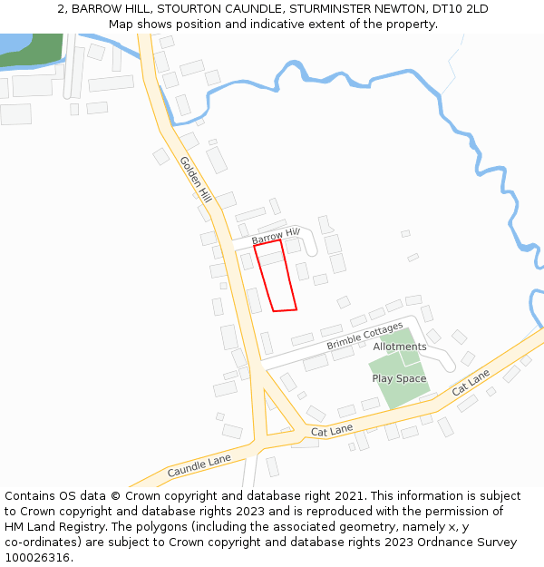 2, BARROW HILL, STOURTON CAUNDLE, STURMINSTER NEWTON, DT10 2LD: Location map and indicative extent of plot