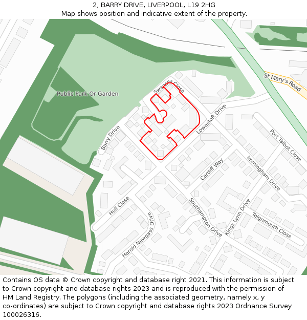 2, BARRY DRIVE, LIVERPOOL, L19 2HG: Location map and indicative extent of plot