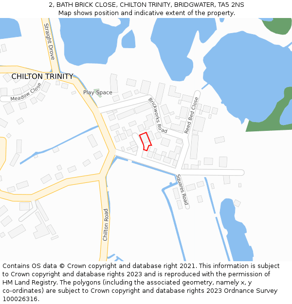 2, BATH BRICK CLOSE, CHILTON TRINITY, BRIDGWATER, TA5 2NS: Location map and indicative extent of plot