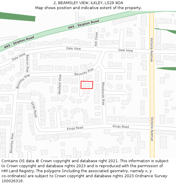 2, BEAMSLEY VIEW, ILKLEY, LS29 9DA: Location map and indicative extent of plot