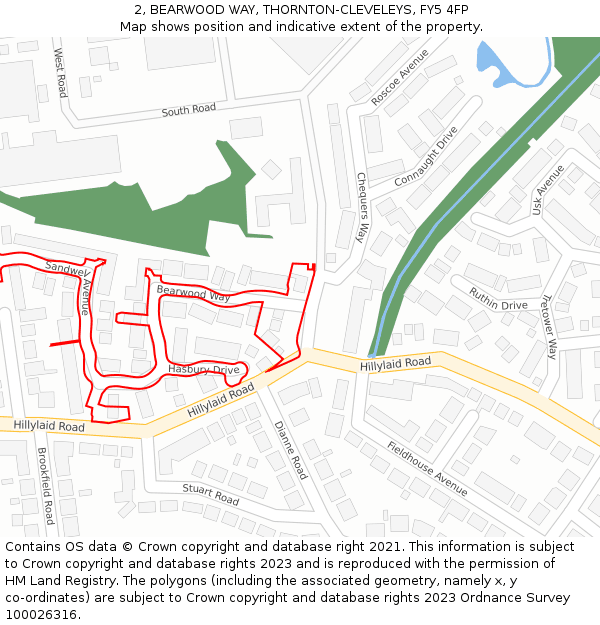 2, BEARWOOD WAY, THORNTON-CLEVELEYS, FY5 4FP: Location map and indicative extent of plot