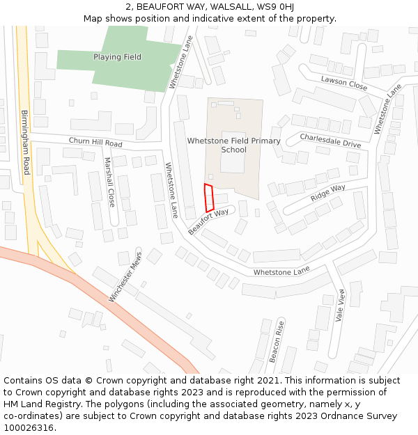 2, BEAUFORT WAY, WALSALL, WS9 0HJ: Location map and indicative extent of plot