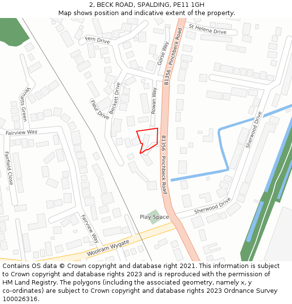 2, BECK ROAD, SPALDING, PE11 1GH: Location map and indicative extent of plot