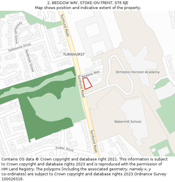 2, BEDDOW WAY, STOKE-ON-TRENT, ST6 6JE: Location map and indicative extent of plot