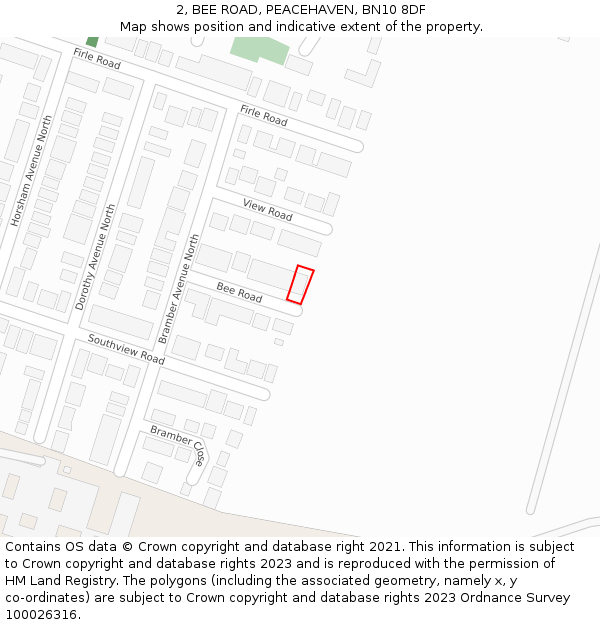 2, BEE ROAD, PEACEHAVEN, BN10 8DF: Location map and indicative extent of plot