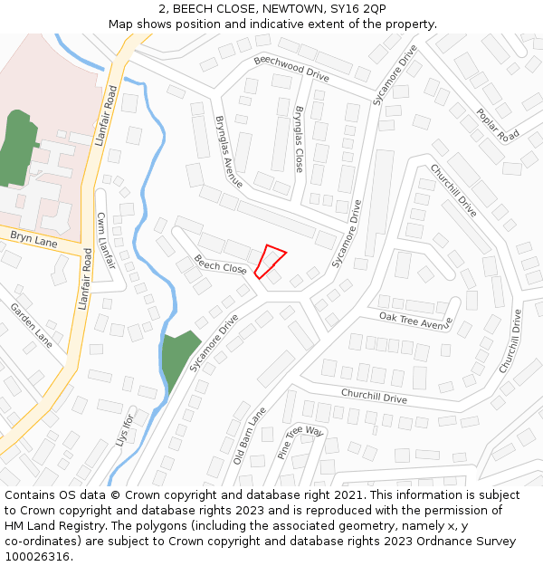 2, BEECH CLOSE, NEWTOWN, SY16 2QP: Location map and indicative extent of plot