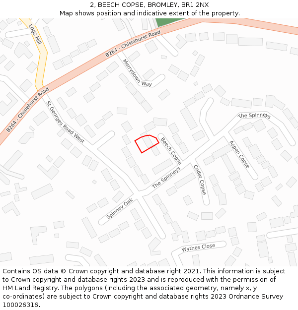 2, BEECH COPSE, BROMLEY, BR1 2NX: Location map and indicative extent of plot