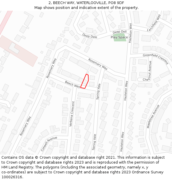 2, BEECH WAY, WATERLOOVILLE, PO8 9DF: Location map and indicative extent of plot