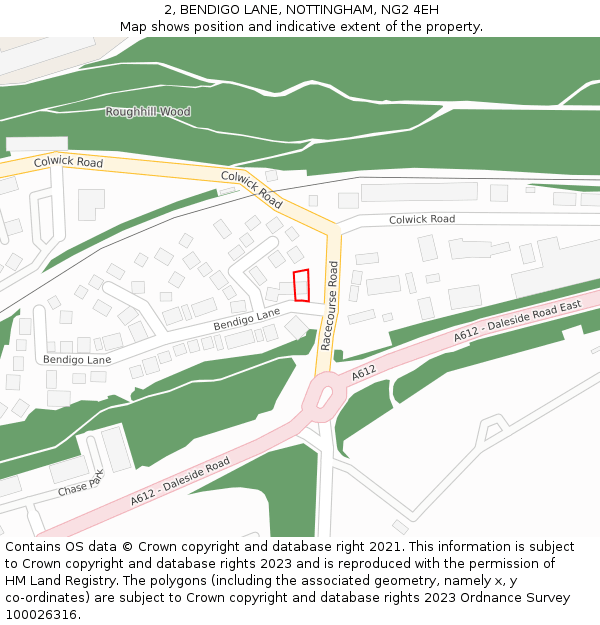 2, BENDIGO LANE, NOTTINGHAM, NG2 4EH: Location map and indicative extent of plot