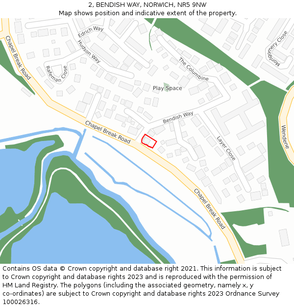 2, BENDISH WAY, NORWICH, NR5 9NW: Location map and indicative extent of plot