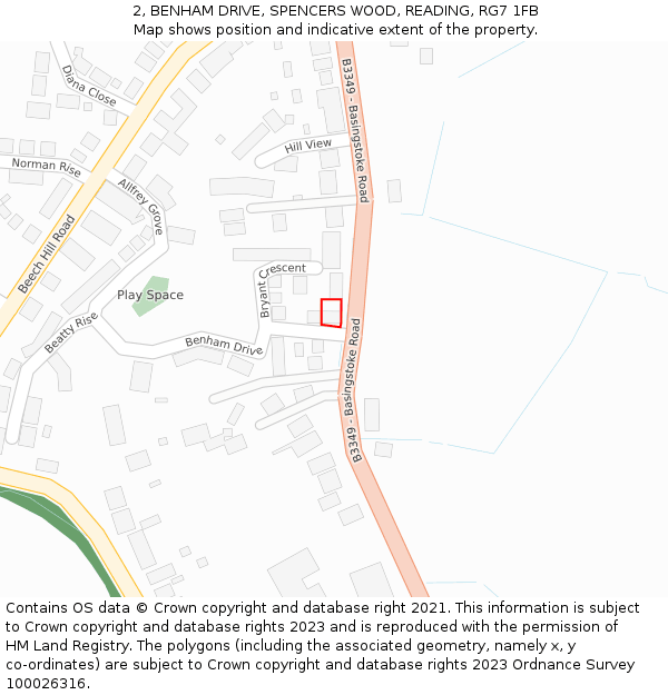 2, BENHAM DRIVE, SPENCERS WOOD, READING, RG7 1FB: Location map and indicative extent of plot