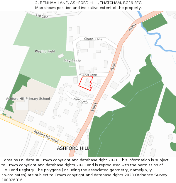 2, BENHAM LANE, ASHFORD HILL, THATCHAM, RG19 8FG: Location map and indicative extent of plot