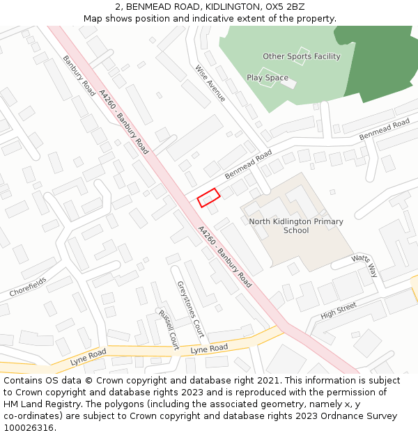2, BENMEAD ROAD, KIDLINGTON, OX5 2BZ: Location map and indicative extent of plot