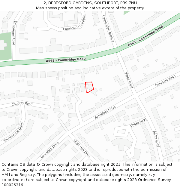 2, BERESFORD GARDENS, SOUTHPORT, PR9 7NU: Location map and indicative extent of plot