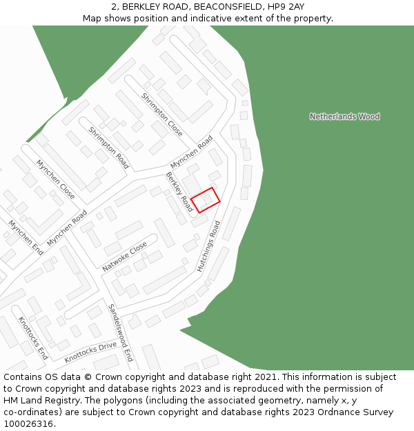 2, BERKLEY ROAD, BEACONSFIELD, HP9 2AY: Location map and indicative extent of plot