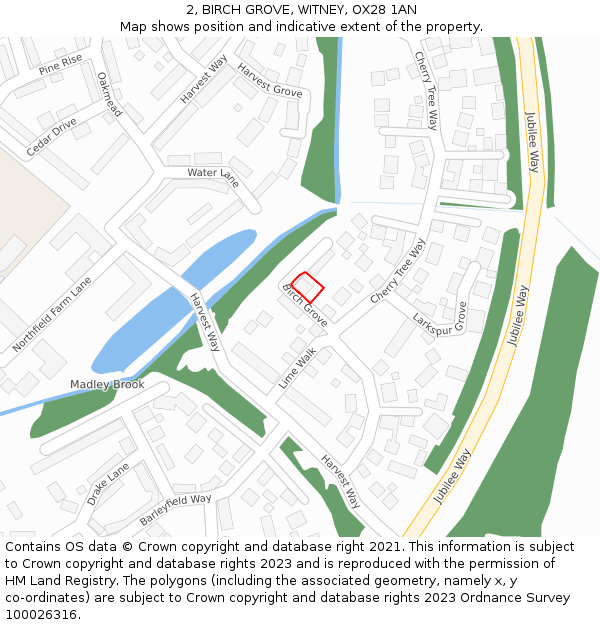 2, BIRCH GROVE, WITNEY, OX28 1AN: Location map and indicative extent of plot