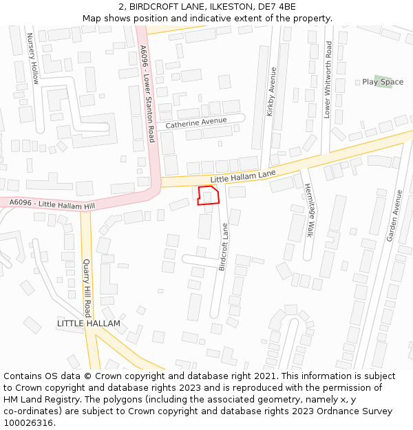 2, BIRDCROFT LANE, ILKESTON, DE7 4BE: Location map and indicative extent of plot