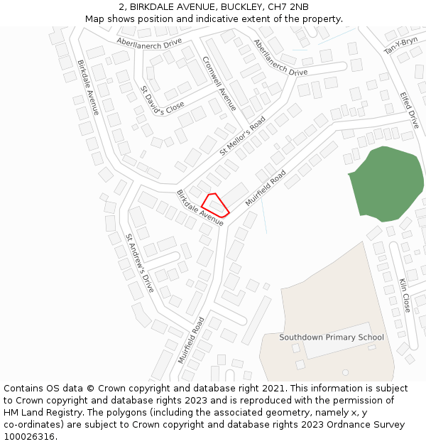 2, BIRKDALE AVENUE, BUCKLEY, CH7 2NB: Location map and indicative extent of plot