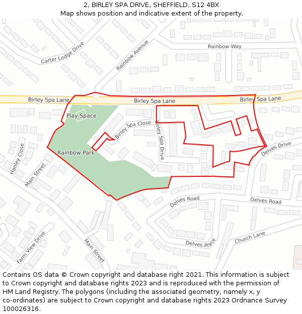2, BIRLEY SPA DRIVE, SHEFFIELD, S12 4BX: Location map and indicative extent of plot