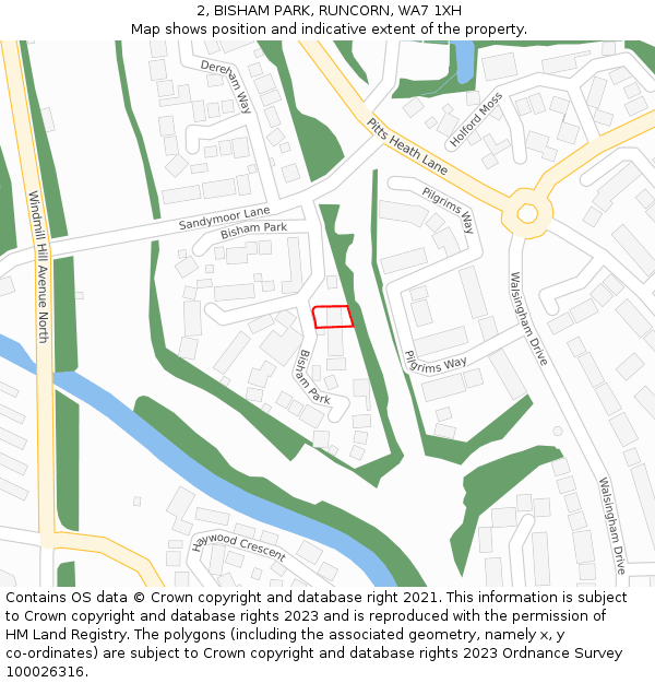 2, BISHAM PARK, RUNCORN, WA7 1XH: Location map and indicative extent of plot