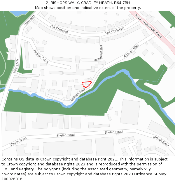 2, BISHOPS WALK, CRADLEY HEATH, B64 7RH: Location map and indicative extent of plot