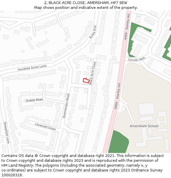 2, BLACK ACRE CLOSE, AMERSHAM, HP7 9EW: Location map and indicative extent of plot