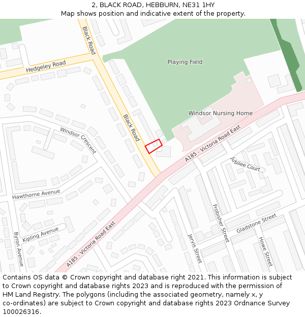 2, BLACK ROAD, HEBBURN, NE31 1HY: Location map and indicative extent of plot
