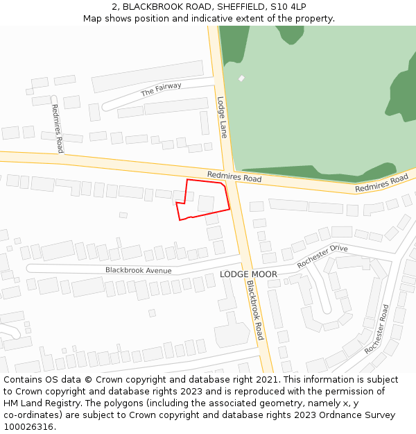 2, BLACKBROOK ROAD, SHEFFIELD, S10 4LP: Location map and indicative extent of plot