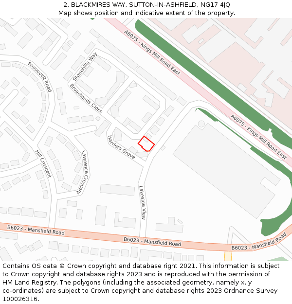 2, BLACKMIRES WAY, SUTTON-IN-ASHFIELD, NG17 4JQ: Location map and indicative extent of plot