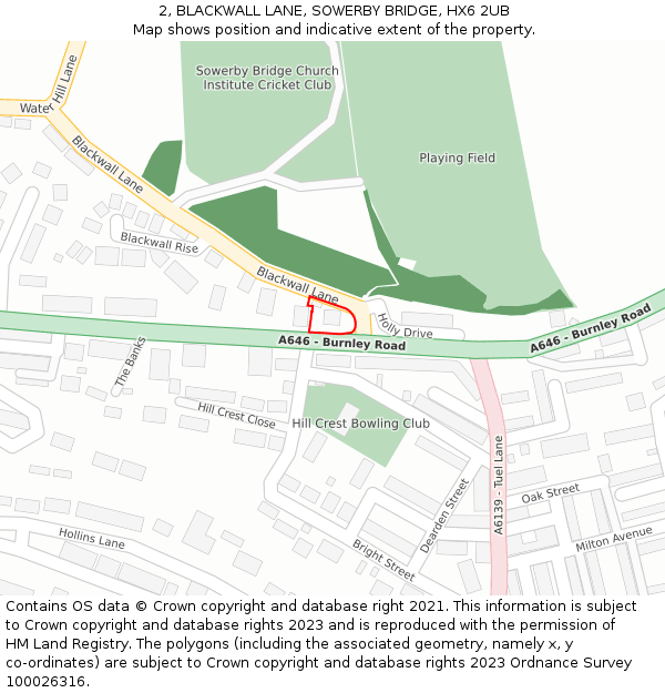 2, BLACKWALL LANE, SOWERBY BRIDGE, HX6 2UB: Location map and indicative extent of plot