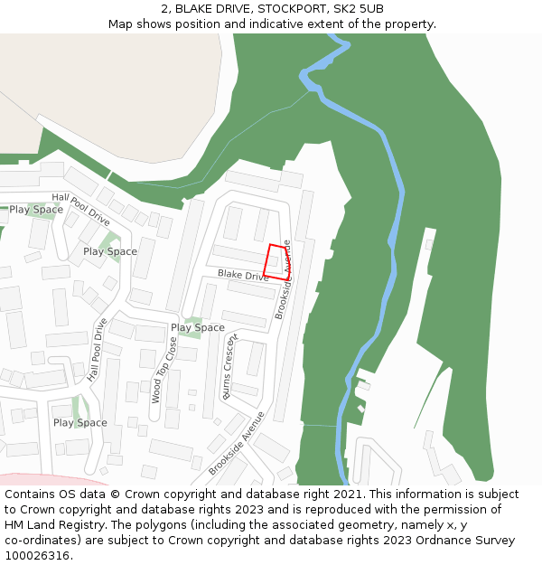 2, BLAKE DRIVE, STOCKPORT, SK2 5UB: Location map and indicative extent of plot