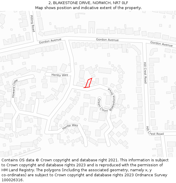 2, BLAKESTONE DRIVE, NORWICH, NR7 0LF: Location map and indicative extent of plot