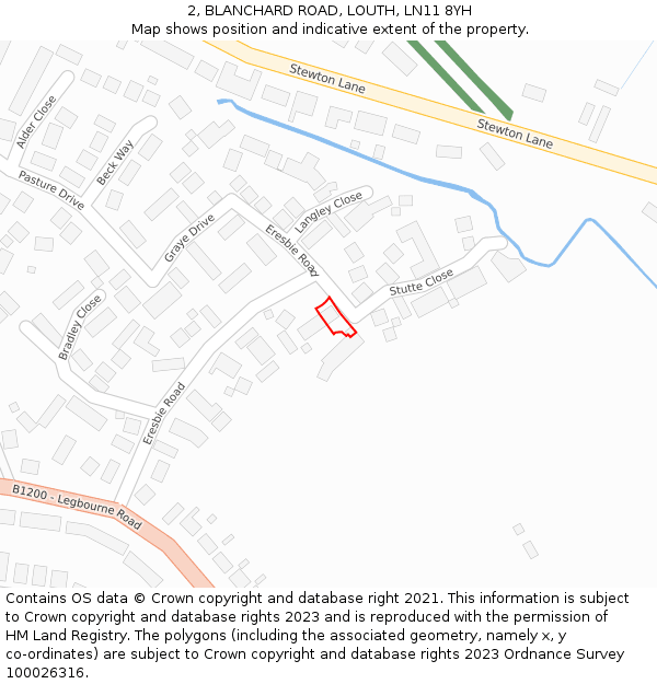 2, BLANCHARD ROAD, LOUTH, LN11 8YH: Location map and indicative extent of plot